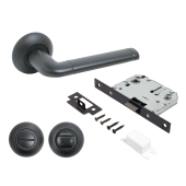 АЛЛЮР АРТ "ПОЛО" BL+L7050S BL+BK-R1 BL(15150/S7050) матовый черный Комп. ручка и защелка с фикс (20)