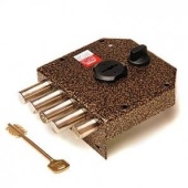 1.06.61.МА Замок накладной ГРАНИТ никель, сувальдный- стержни 4шт. диаметр 18мм задвижка с защитной шторкой, медный антик