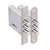 1.04.04.3 Замок врезной КРЕМЕНЬ никель, сувальдный- стержни 3шт. диаметр 12мм