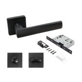 АЛЛЮР АРТ "КОЛОМБО"  BL/BL+L7050S BL+BK-S1 BL (23150/S7050) матовый черный Комплект ручка и защелка с фикс.(20)