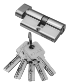 Цилиндр TIXX 60 мм К-З, компьютерный ключ, никель матовый  арт: TIXX CC 60-H SN