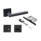 АЛЛЮР АРТ "ВЕНСАН" BL+L7050S BL+BK-S1 BL (26150/S7050) матовый черный Комплект ручка и защелка с фикс.(20)