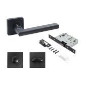 АЛЛЮР АРТ "ВЕНСАН" BL+L7050S BL+BK-S1 BL (26150/S7050) матовый черный Комплект ручка и защелка с фикс.(20)